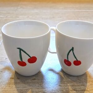 Starbuck's at Home Collection RARE 2004 Set of Two Cherry Stem Mugs